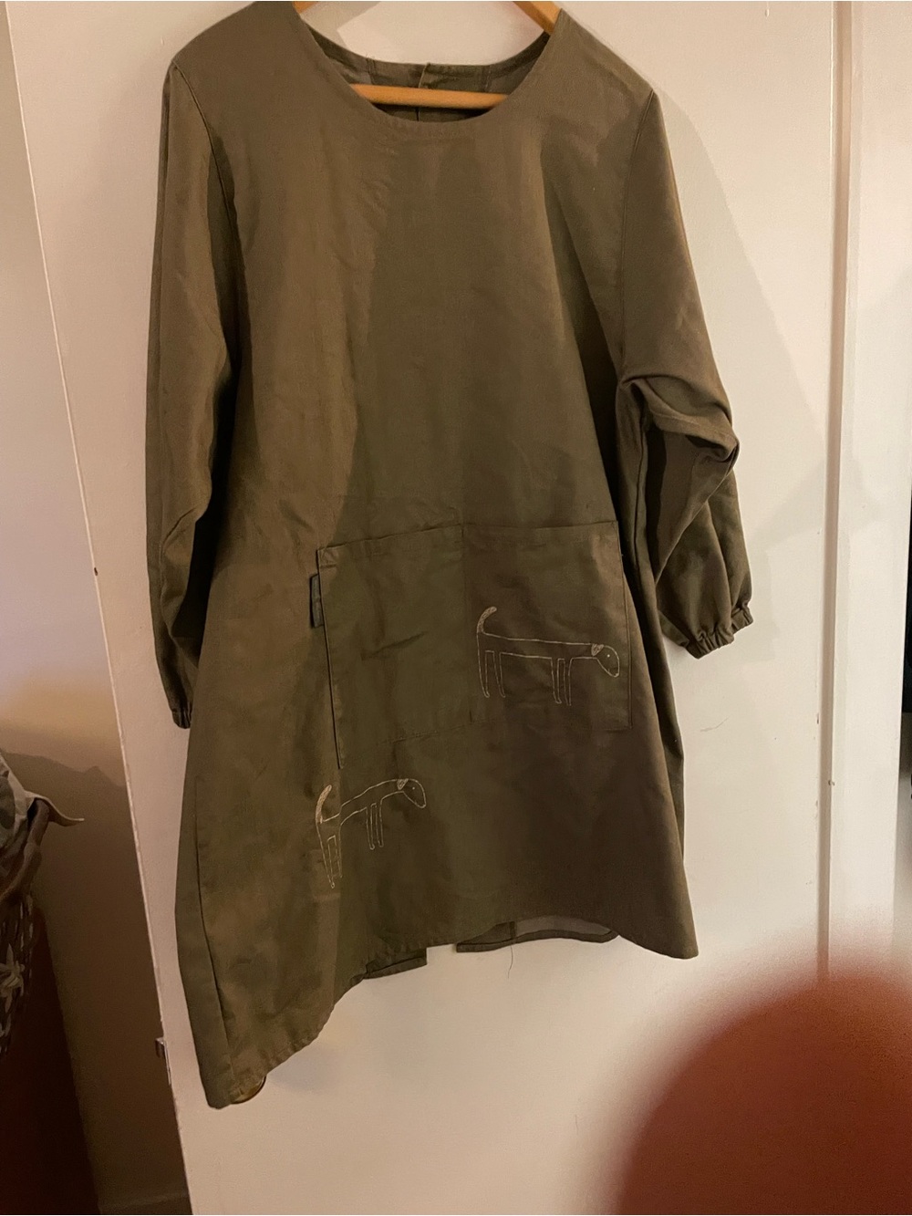 Olive Green atsuko matano Women's Long Sleeve A line dress.